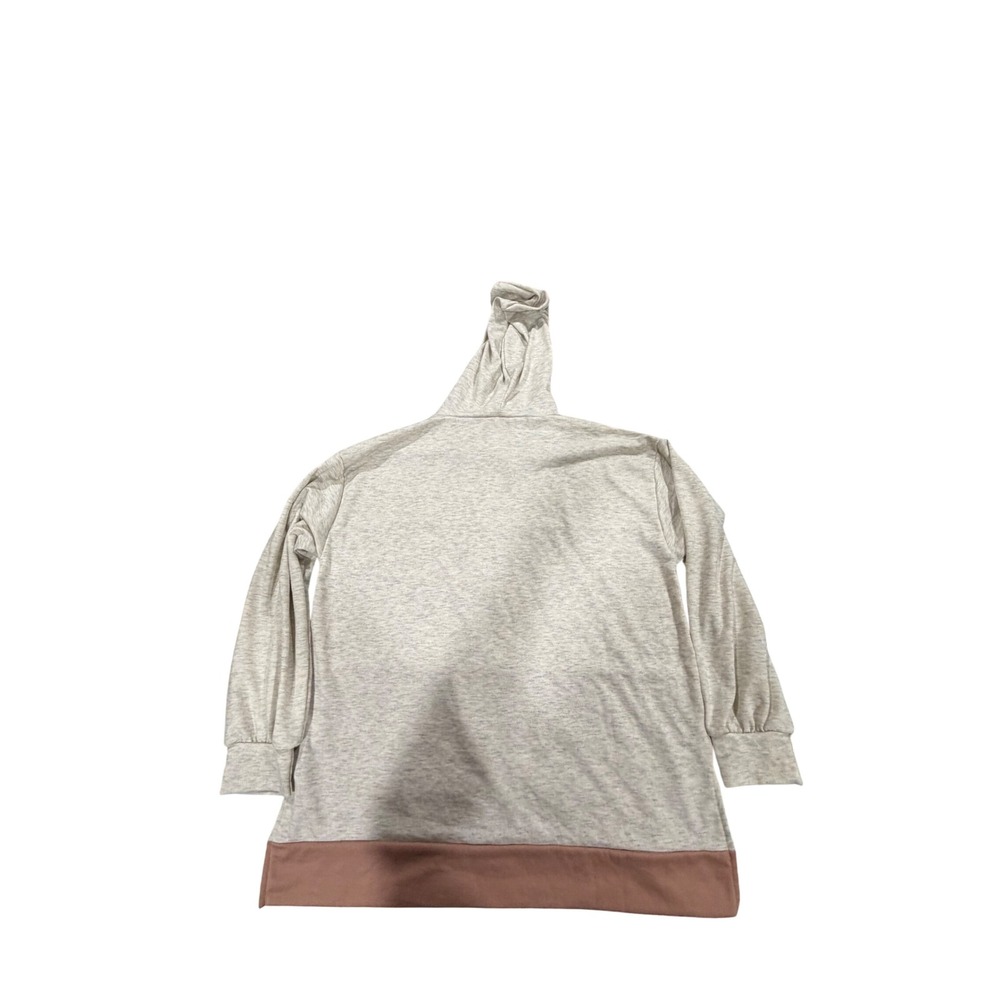 Bibi Colorblock Leopard Print Hoodie‎ Gray Pink Beige Long Sleeve Drawstring - Picture 5 of 6